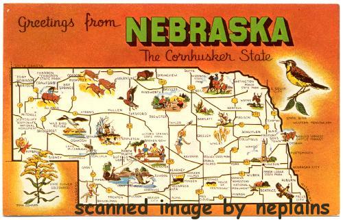 NEBRASKA - Greetings From Nebraska - State Map - Artist Joan Conrad (DT ...